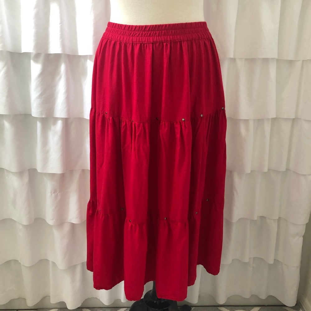 Ozark Mountain Long Maxi Skirt Size Large Elastic Waist 40" Western Cottage
